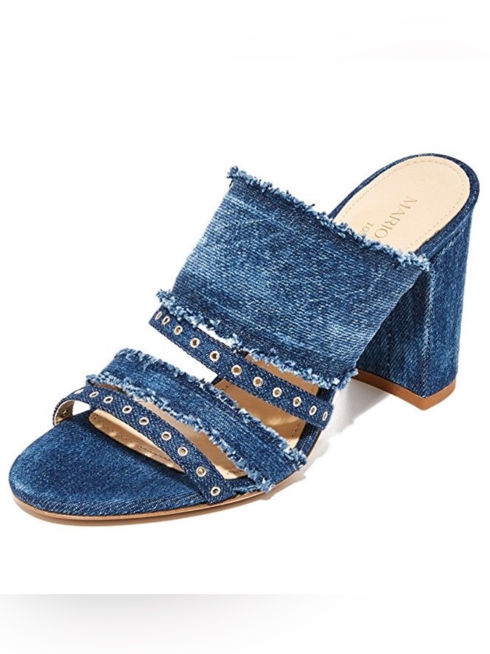 MARION PARKE Lenny Strappy Denim High-Heel Sandals Size 39 Fits US 7.5 or 8